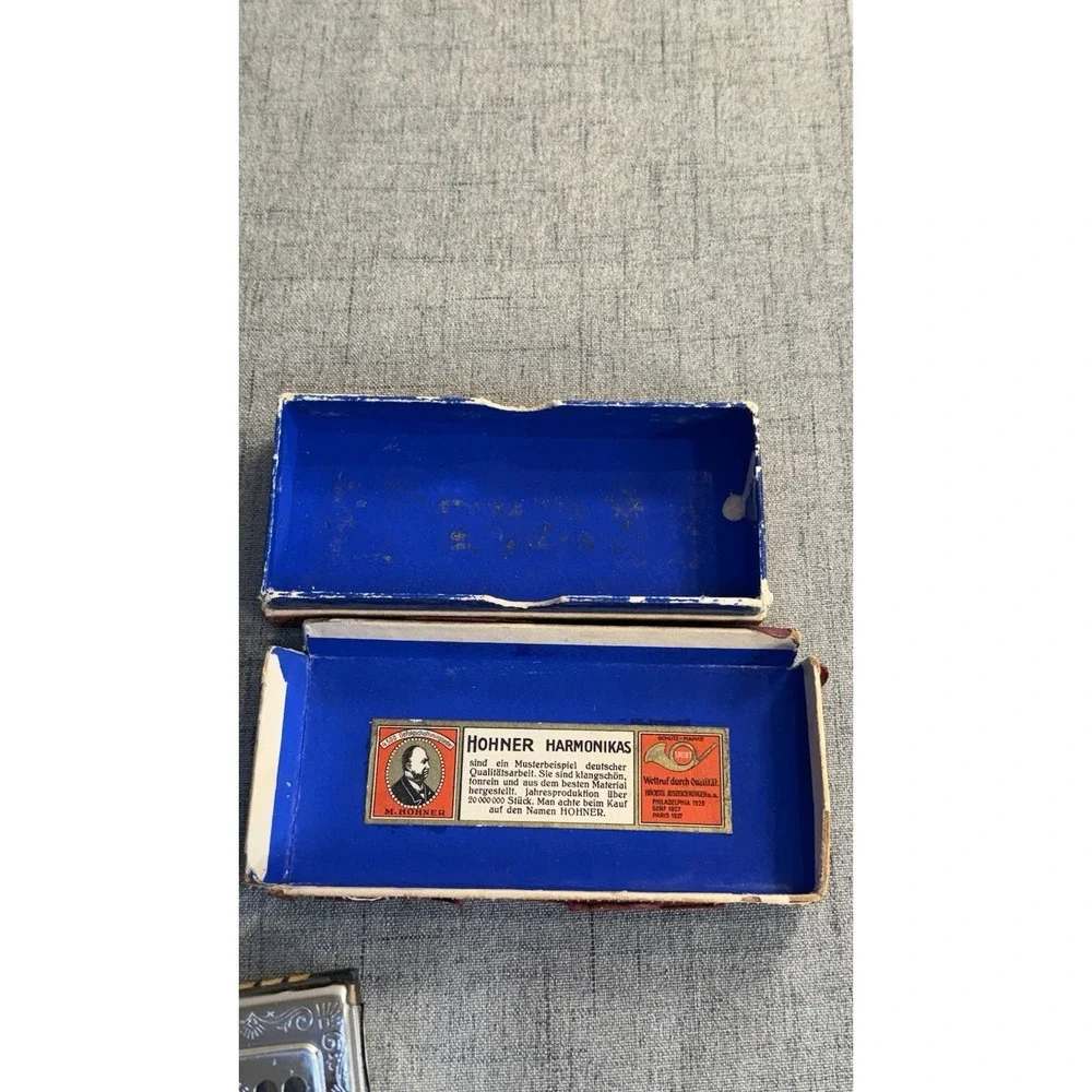 Vintage M. Hohner Echo Harp Harmonica Key Of C /G Works Made in Germany w/box